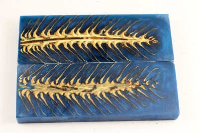 Messergriffschalen Tannenzapfen blau - Hybrid0054