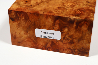 Block Amboyna Burl stabilized 128x80x42mm - Stabi3048