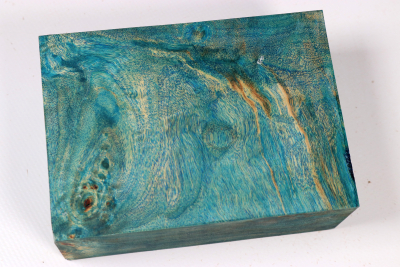 Block Poplar Burl blue stabilized 124x88x47mm - Stabi3828