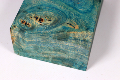 Block Poplar Burl blue stabilized 124x88x47mm - Stabi3828