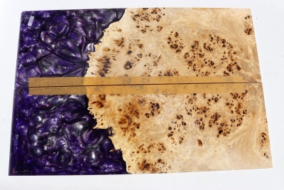 Hybridwood Poplar Burl E-Guitar Top bookmatched 545x185x6mm - HybrWo2282