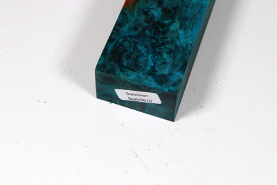 Knife Blank Amboyna Burl blue stabilized - Stab3610