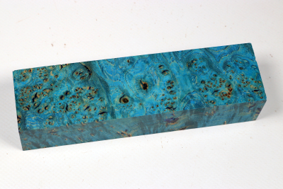 Messergriffblock Esche Maser blau stabilisiert - Stabi3542