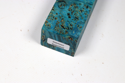 Messergriffblock Esche Maser blau stabilisiert - Stabi3542