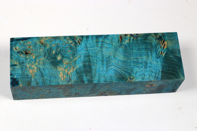 Messergriffblock Esche Maser blau stabilisiert - Stabi3552