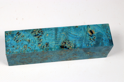 Messergriffblock Esche Maser blau stabilisiert - Stabi3552