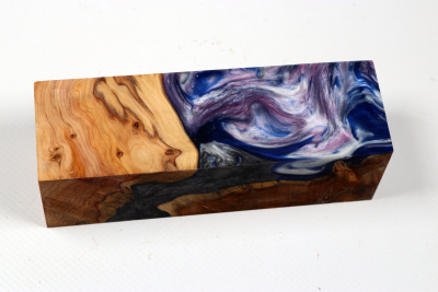 Knife Blank HybridWood Yew Burl stabilized - HybrWo4115