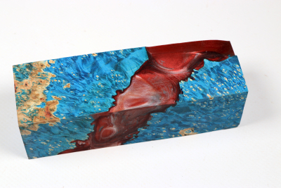 Messergriffblock HybridWood Eschenahorn Maser blau stabilisiert - HybrWo4113