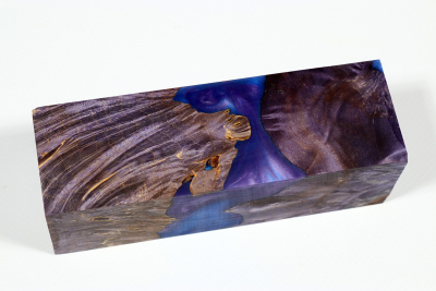 Knife Blank HybridWood Box Elder Burl purple stabilized - HybrWo3572