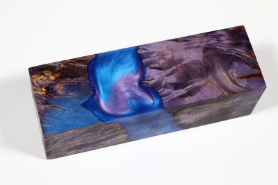 Knife Blank HybridWood Box Elder Burl purple stabilized - HybrWo3572