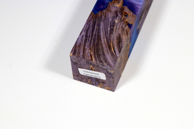 Knife Blank HybridWood Box Elder Burl purple stabilized - HybrWo3572