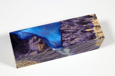 Knife Blank HybridWood Box Elder Burl purple stabilized - HybrWo3576