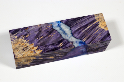 Knife Blank HybridWood Box Elder Burl purple stabilized - HybrWo3576