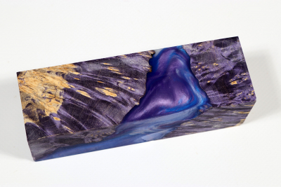 Knife Blank HybridWood Box Elder Burl purple stabilized - HybrWo3576