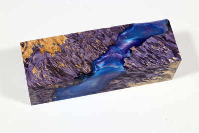 Messergriffblock HybridWood Eschenahorn Maser violett stabilisiert - HybrWo3586