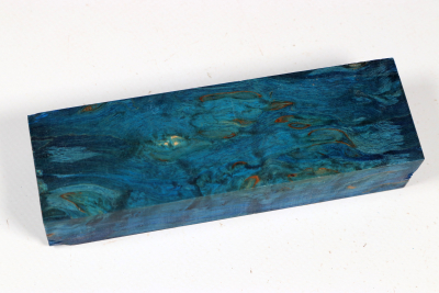 Messergriffblock Karelische Maserbirke blau stabilisiert - Stabi3716