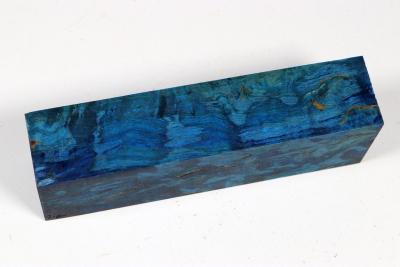 Messergriffblock Karelische Maserbirke blau stabilisiert - Stabi3716