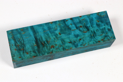 Messergriffblock Karelische Maserbirke blau stabilisiert - Stabi3722