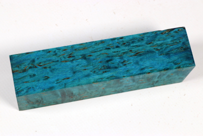 Messergriffblock Karelische Maserbirke blau stabilisiert - Stabi3722