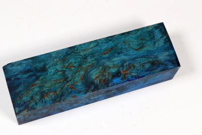 Messergriffblock Karelische Maserbirke blau stabilisiert - Stabi3747