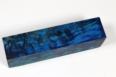 Messergriffblock Karelische Maserbirke blau stabilisiert - Stabi3747