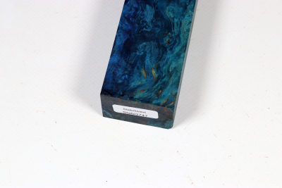 Messergriffblock Karelische Maserbirke blau stabilisiert - Stabi3747