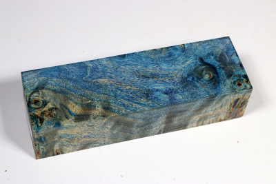 Knife Blank Poplar Burl blue stabilized - Stabi2581