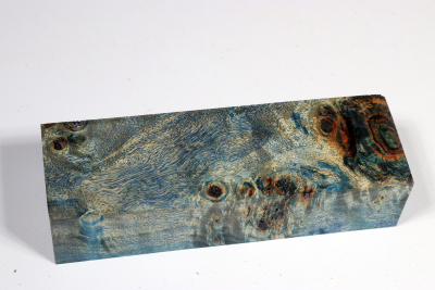 Knife Blank Poplar Burl blue stabilized - Stabi2581