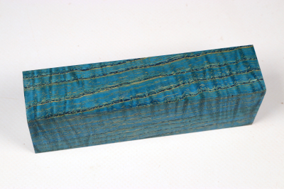 Knife Blank Ash curly blue stabilized - Stabi3450