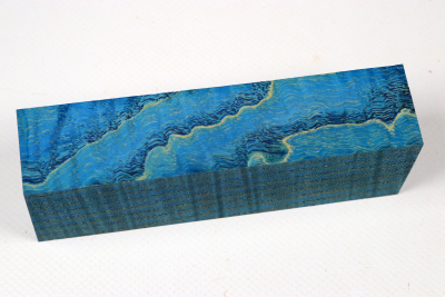 Knife Blank Ash curly blue stabilized - Stabi3457