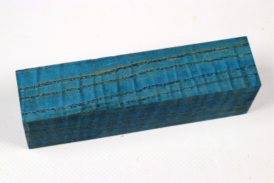 Knife Blank Ash curly blue stabilized - Stabi3458