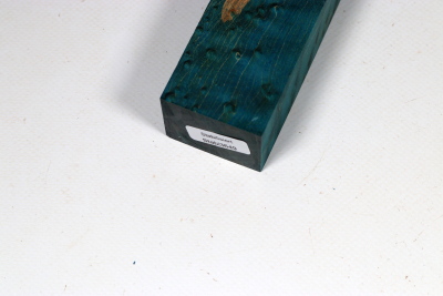 Messergriffblock Vogelaugenahorn blau stabilisiert - Stabi3649