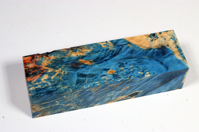 Knife Blank Box Elder Maple Burl blue stabilized - Stabi2625