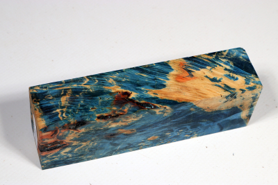 Knife Blank Box Elder Maple Burl blue stabilized - Stabi2625