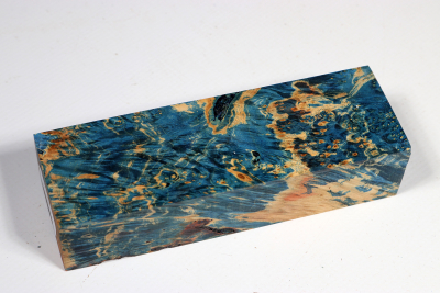 Knife Blank Box Elder Maple Burl blue stabilized - Stabi2625