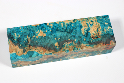 Knife Blank Box Elder Maple Burl blue stabilized - Stabi3056