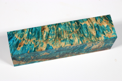 Knife Blank Box Elder Maple Burl blue stabilized - Stabi3056