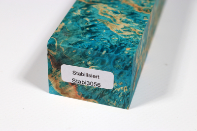 Knife Blank Box Elder Maple Burl blue stabilized - Stabi3056