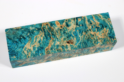 Knife Blank Box Elder Maple Burl blue stabilized - Stabi3056