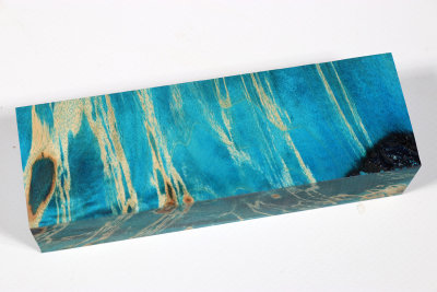 Knife Blank Box Elder Maple Burl blue stabilized - Stabi3057