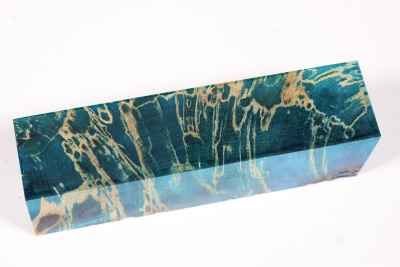 Knife Blank Box Elder Maple Burl blue stabilized - Stabi3057