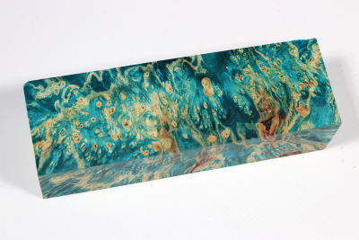 Knife Blank Box Elder Maple Burl blue stabilized - Stabi3214