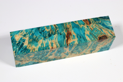 Knife Blank Box Elder Maple Burl blue stabilized - Stabi3214