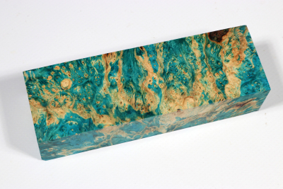 Knife Blank Box Elder Maple Burl blue stabilized - Stabi3214