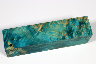 Knife Blank Box Elder Maple Burl blue stabilized - Stabi3288