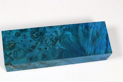 Knife Blank Box Elder Maple Burl blue stabilized - Stabi3685