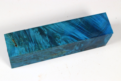 Knife Blank Box Elder Maple Burl blue stabilized - Stabi3685