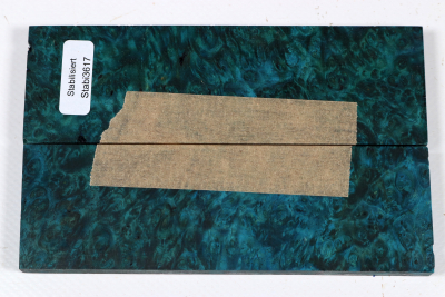 Messergriffschalen Amboina Maser blau stabilisiert - Stabi3617
