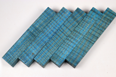 Pen Blank Ash curly blue stabilized large